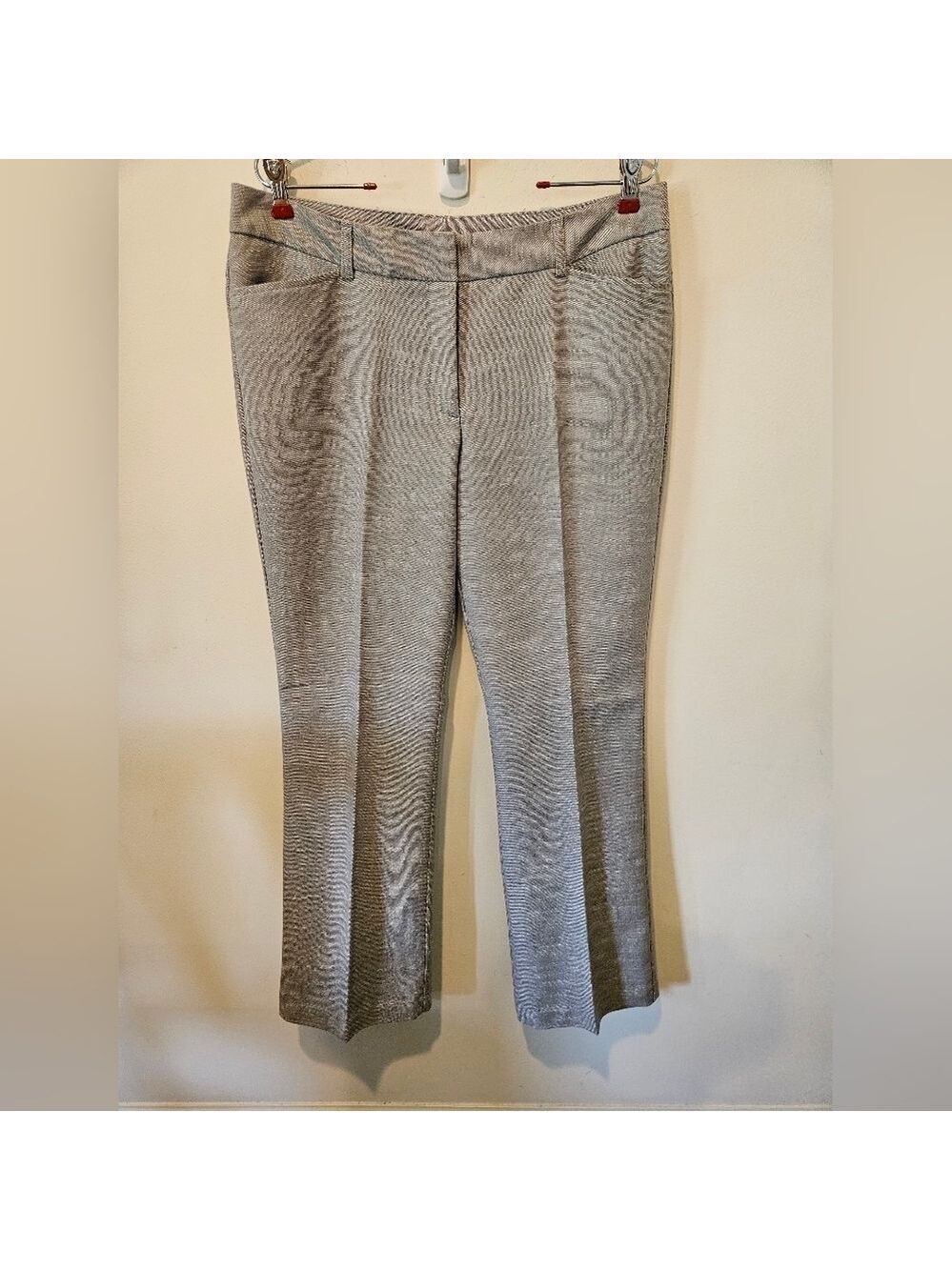 WORTHINGTON WOMEN'S MODERN FIT GREY MID-RISE FLARED TROUSERS SIZE 12
